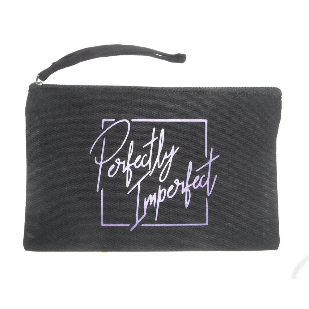 Black Canvas Make-up / Toiletry Bag w/ Wristlet